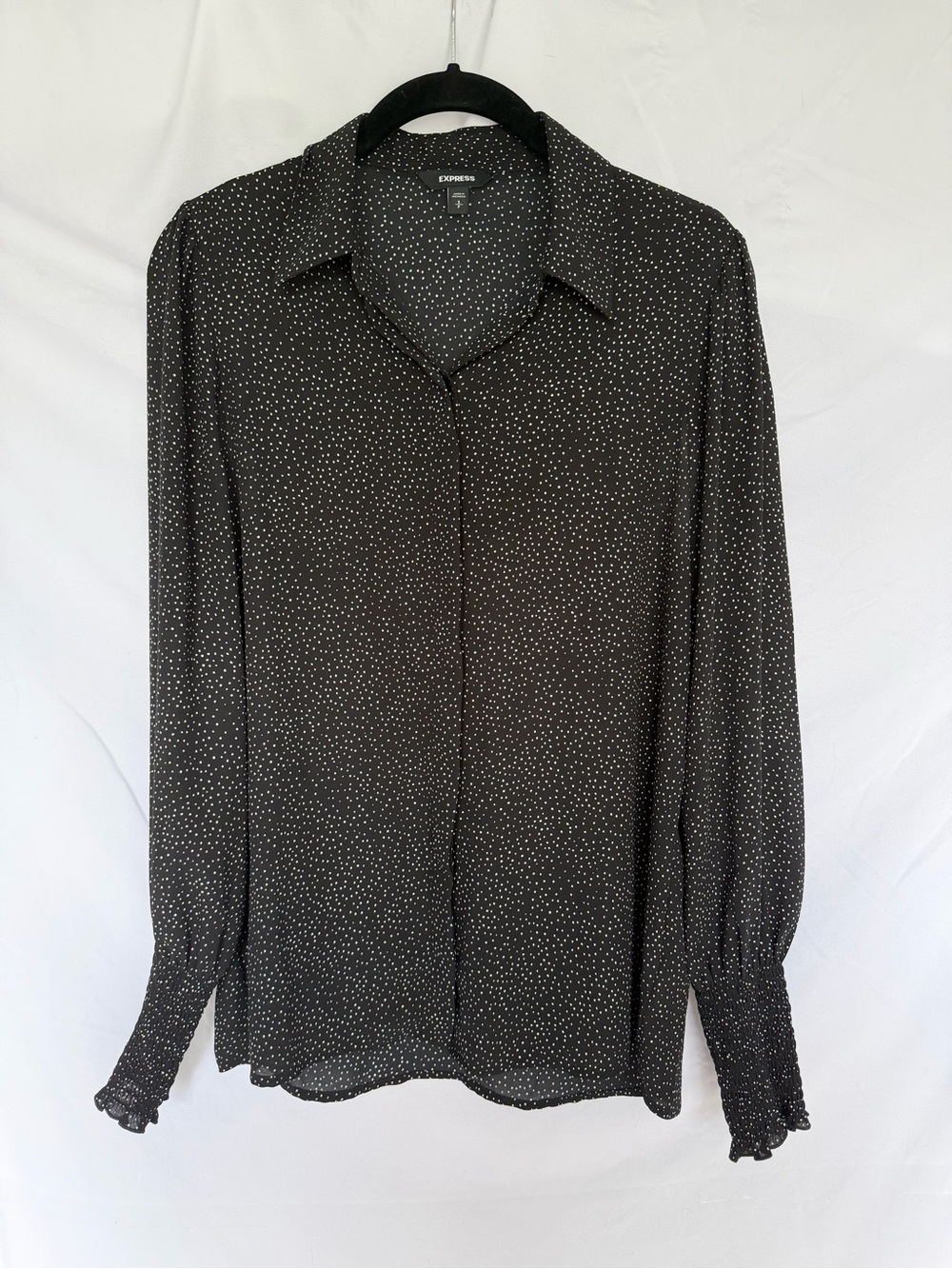 Express Black Polka Dot Button-Down Blouse